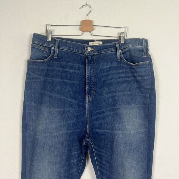 Madewell The Mom Jean Plus Size 37 High Waist Mom Jeans Medium Wash Distressed - Picture 4 of 12